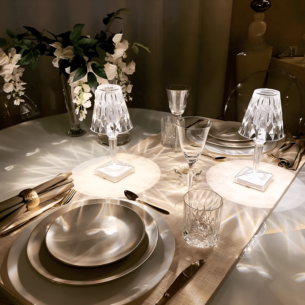 Vionara - Lampe de table en cristal acrylique texturé | Vionara