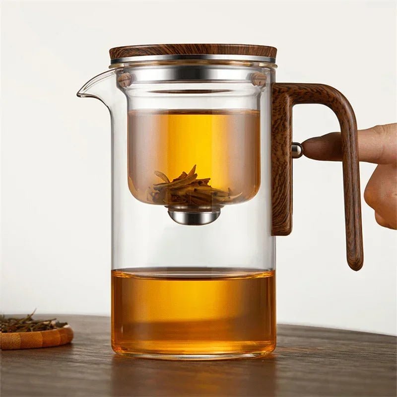 Vionara - Théière en verre borosilicaté – Infuseur acier et poignée bois | Vionara