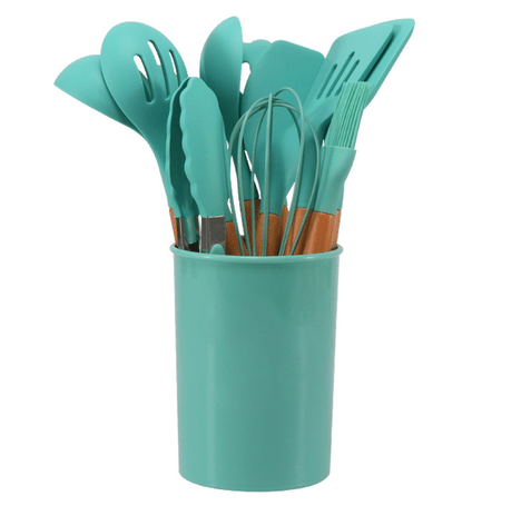 Vionara - Ensemble ustensiles cuisine 12 pièces en silicone et bambou | Vionara
