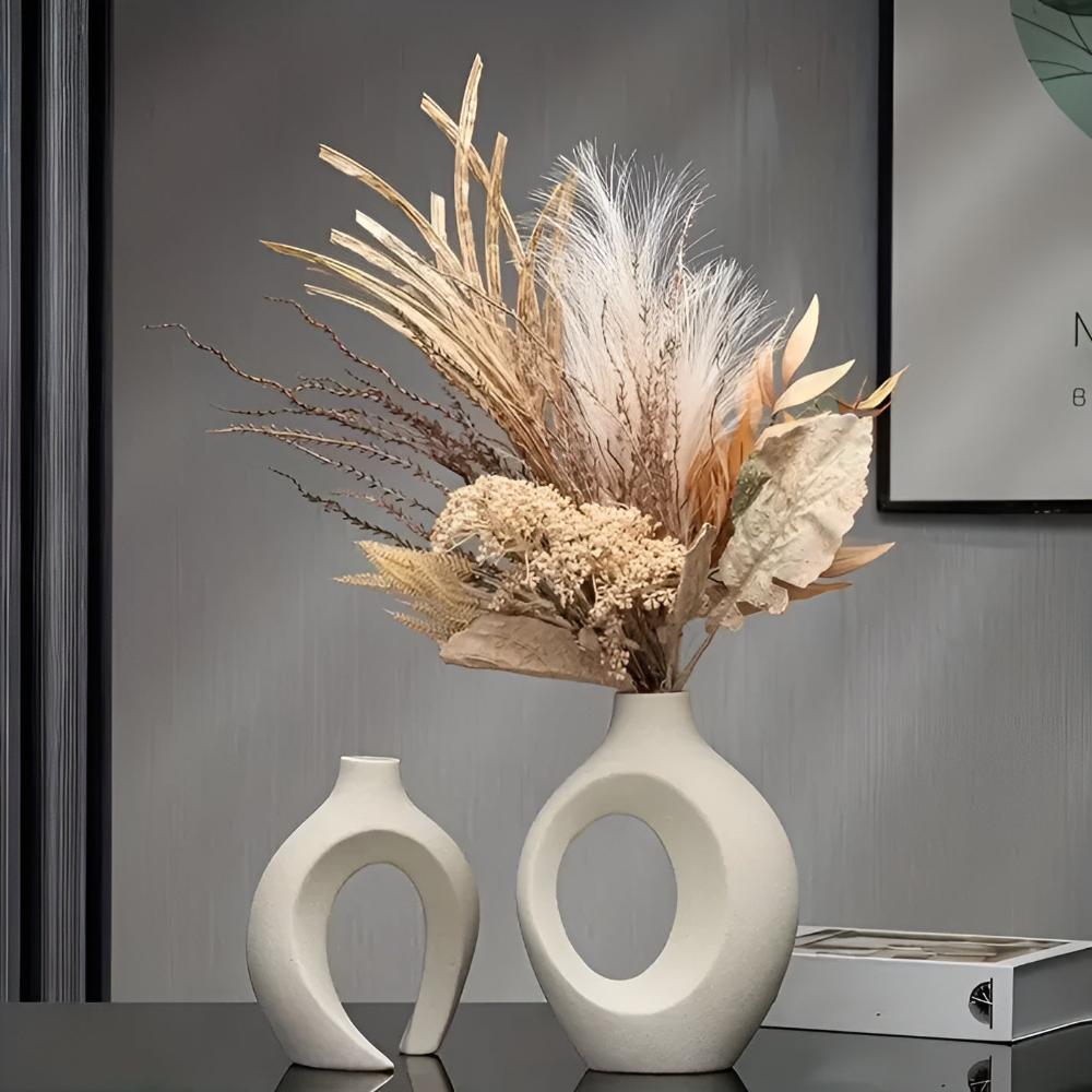 Vionara - Duo de vases en céramique mate, formes abstraites entrelacées