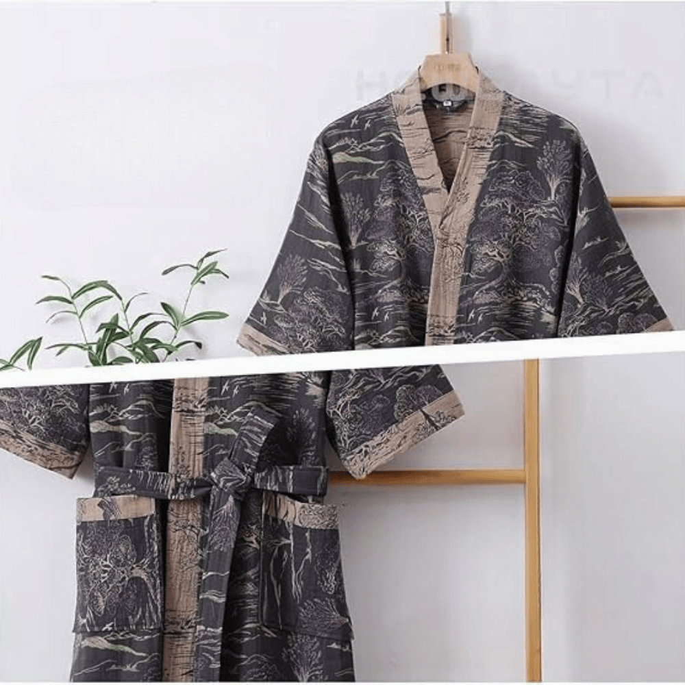 Vionara - Peignoir kimono en coton léger à double gaze | Vionara