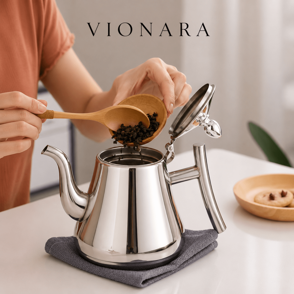 Vionara - Bouilloire en acier inoxydable avec filtre intégré | Vionara