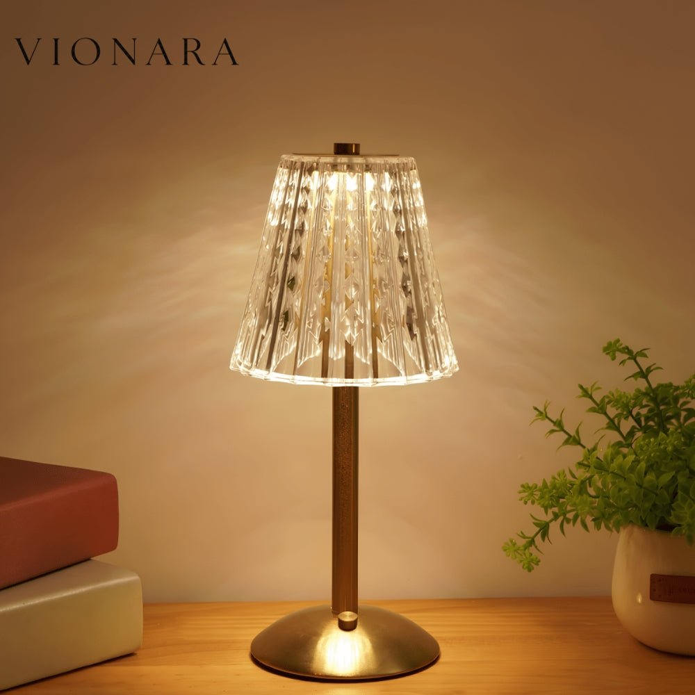 Vionara - Lampe de table cristalline en aluminium brossé | Vionara