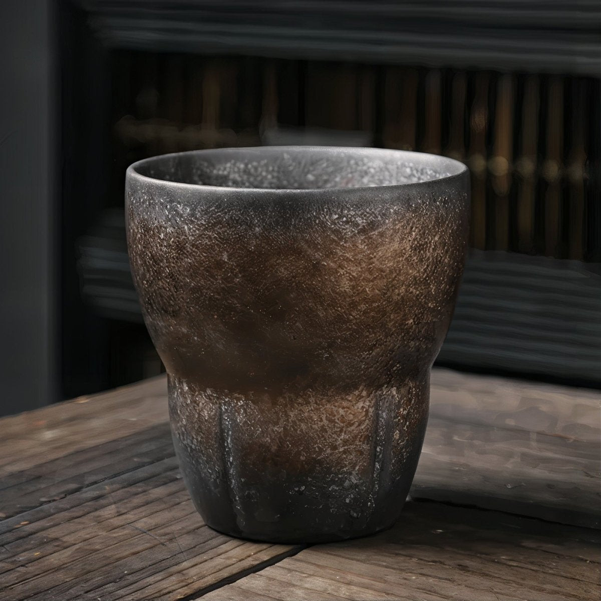 Vionara - Tasses à café obliques en céramique avec poignée en bois | Vionara