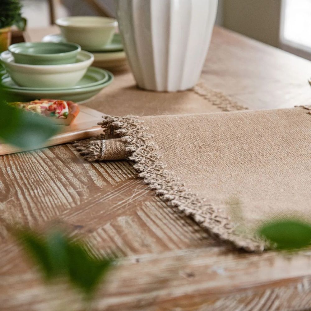 Vionara - Chemin de table en jute naturel tissé | Vionara