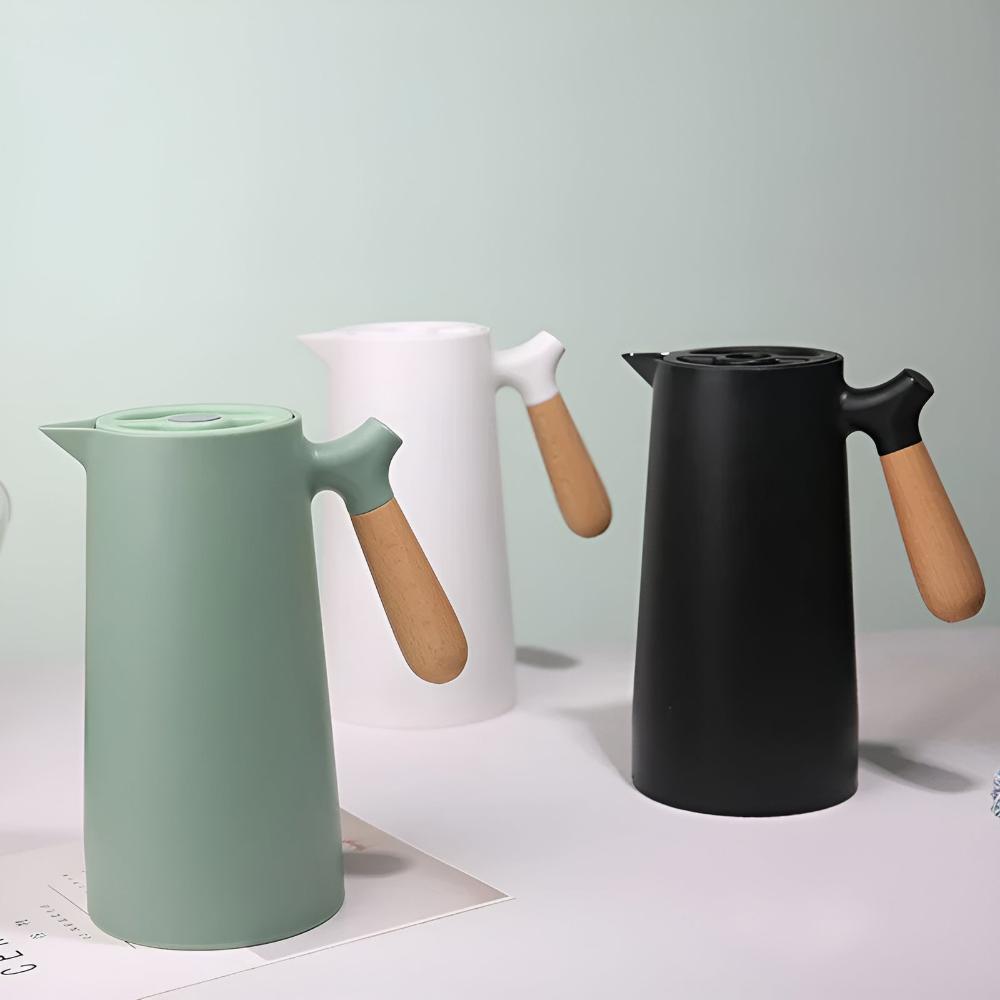 Vionara - Carafe isotherme en acier avec poignée en bois naturel | Vionara
