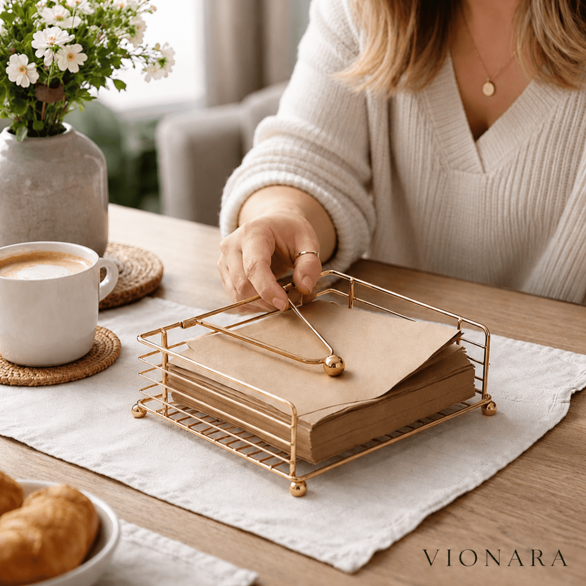 Vionara - Porte-serviettes de table en fer au design épuré | Vionara