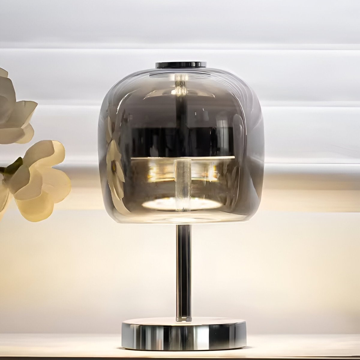 Vionara - Lampe de table en verre fumé dimmable à commande tactile | Vionara