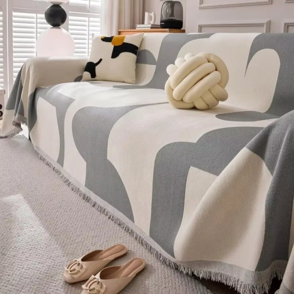 Vionara - Housse de canapé en chenille texturée à motif jacquard bohème | Vionara