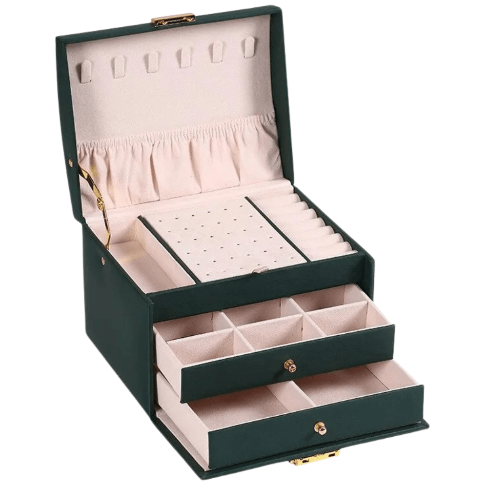 Vionara - Boîte à bijoux à trois tiroirs en similicuir texturé | Vionara