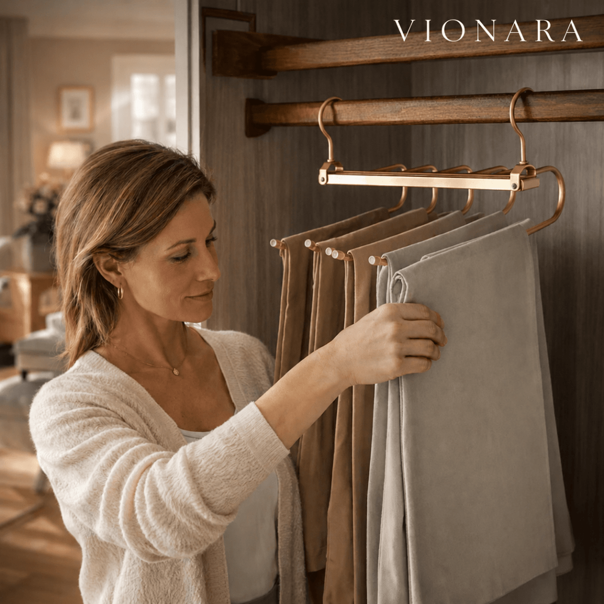 Vionara - Cintre à pantalons gain de place en aluminium | Vionara