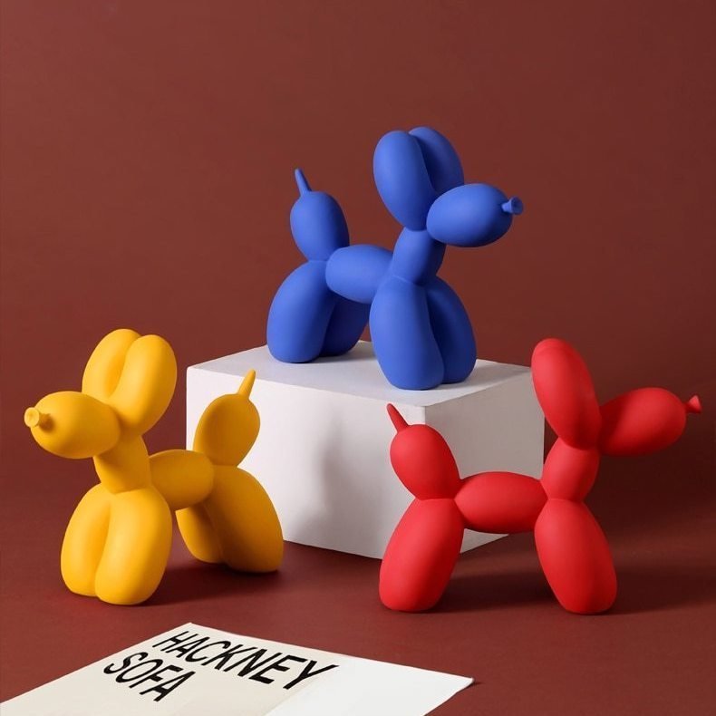 Vionara - Sculpture décorative en résine finition lisse forme ballon chien | Vionara