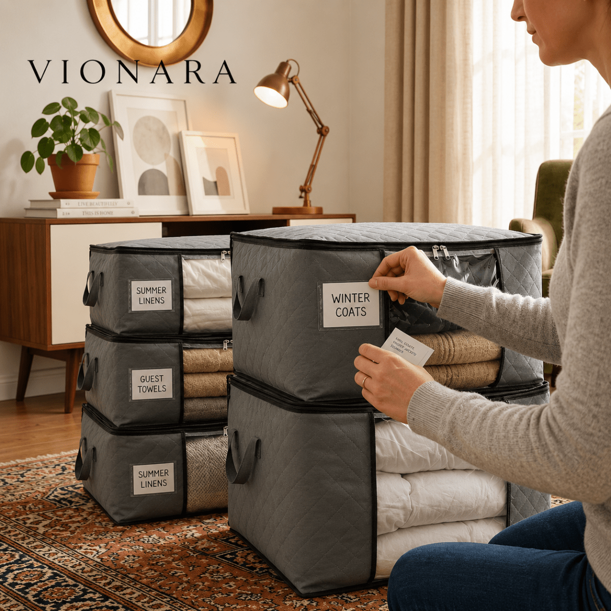 Vionara - Sac de rangement pliable en tissu respirant | Vionara