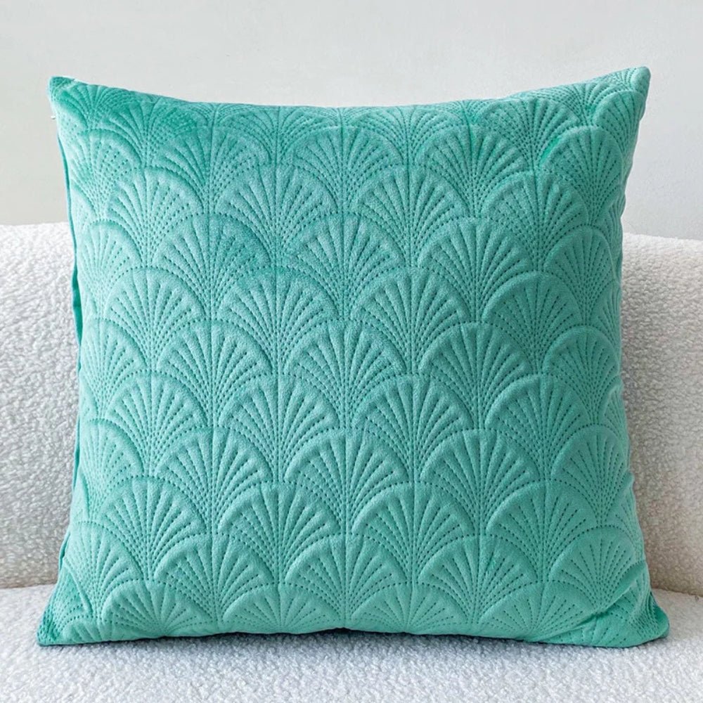 Vionara - Housse de coussin en velours côtier à motif coquillage texturé