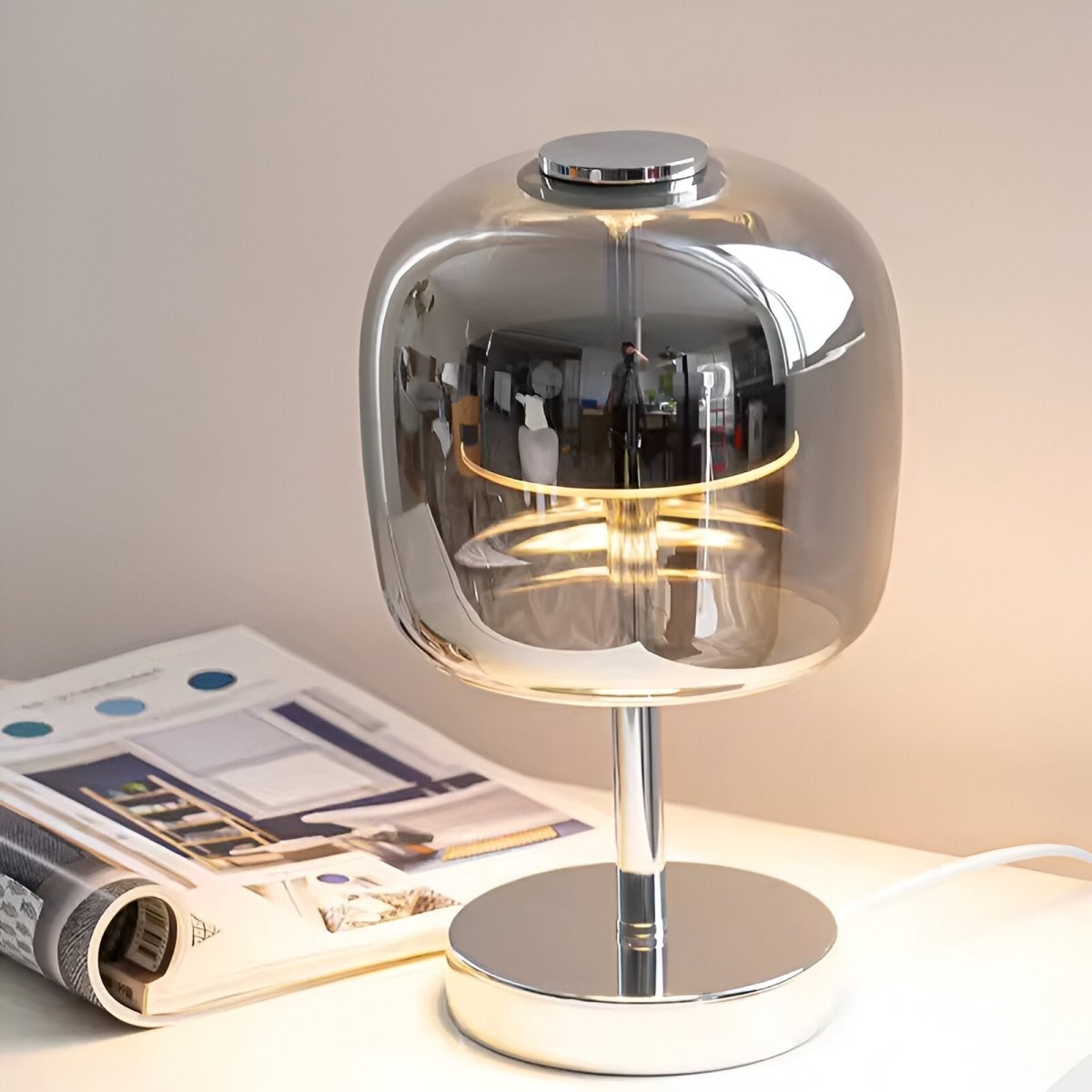 Vionara - Lampe de table en verre fumé dimmable à commande tactile | Vionara