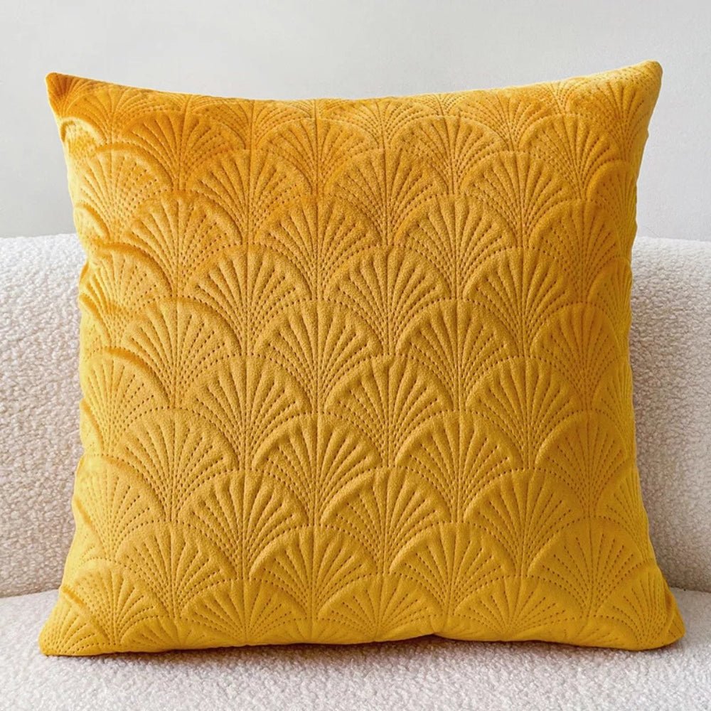 Vionara - Housse de coussin en velours côtier à motif coquillage texturé