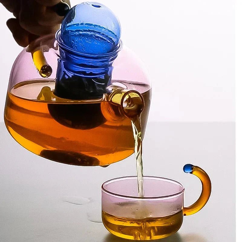 Vionara - Bouilloire translucide en verre borosilicate avec tasses | Vionara
