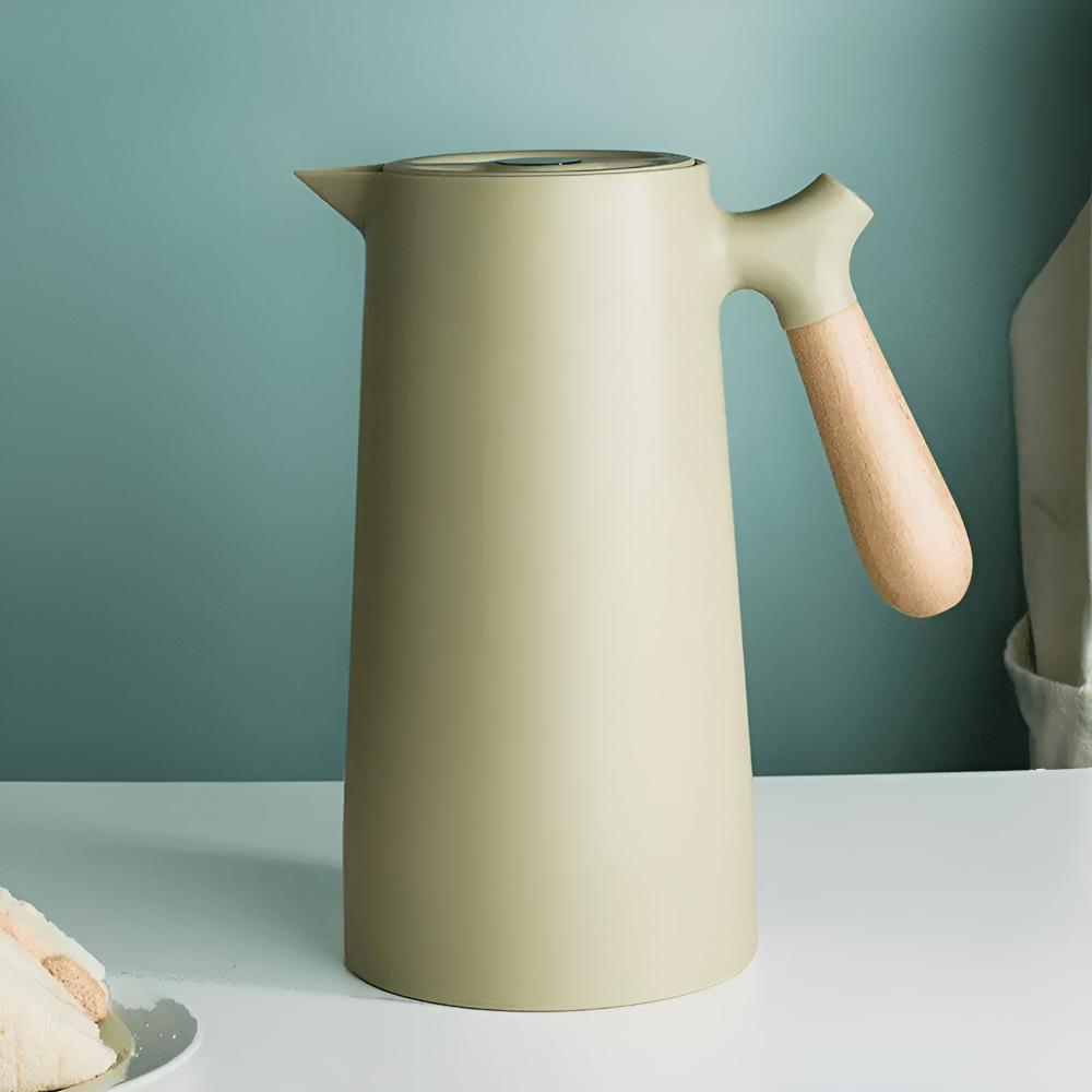 Steel insulated carafe with natural wood handle | Vionara