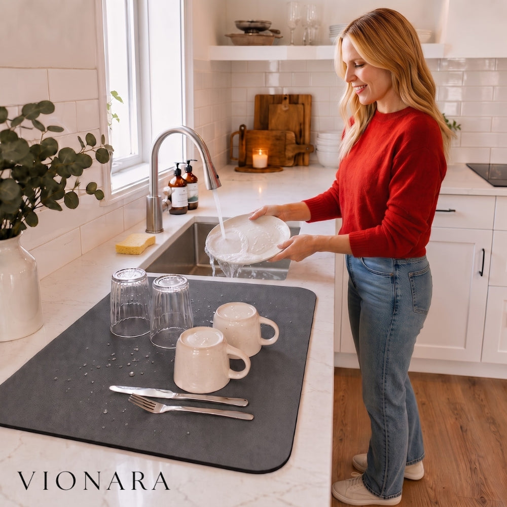 Tapis d’égouttage absorbant en diatomite texturée | Vionara
