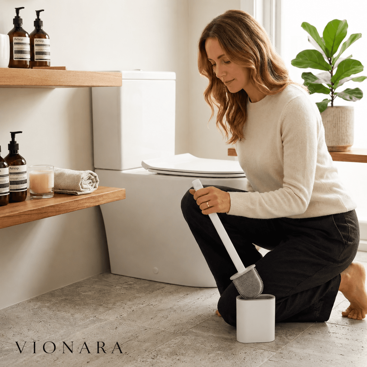 Virelle Maison - Brosse WC silicone antibactérien murale | Vionara
