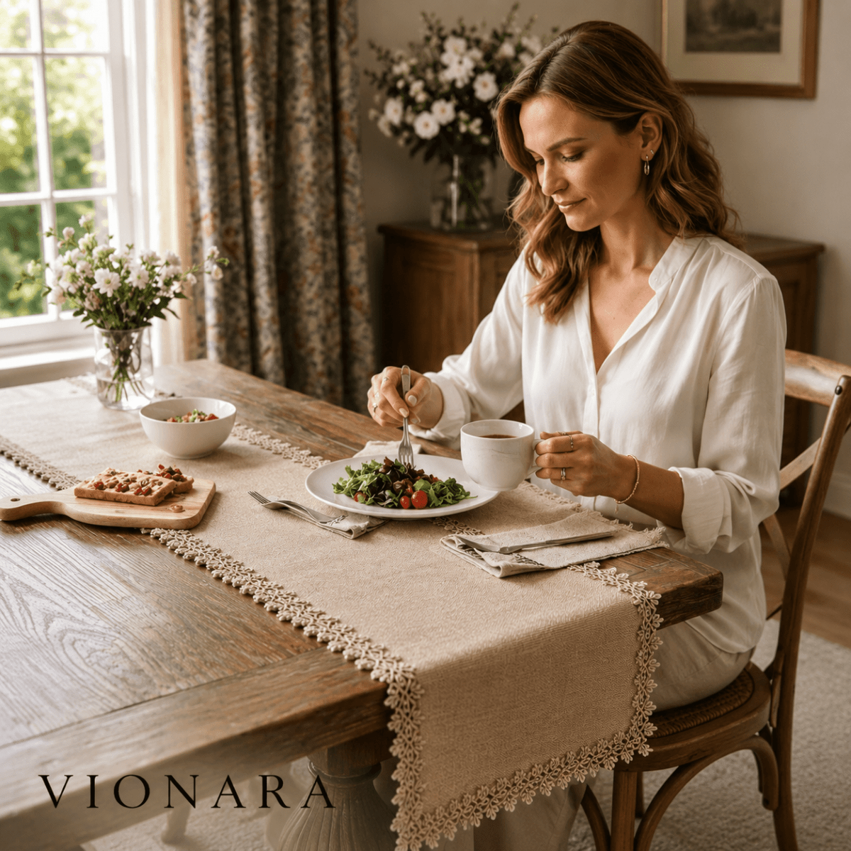 Virelle Maison - Chemin de table en jute naturel tissé | Vionara