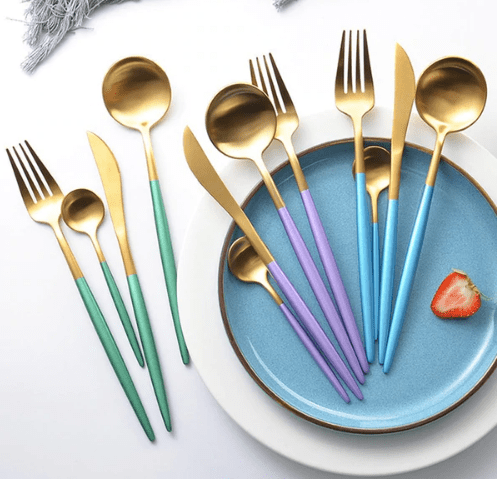 24-Piece Two-Tone Gold and Silver Stainless Steel Cutlery Set | Vionara