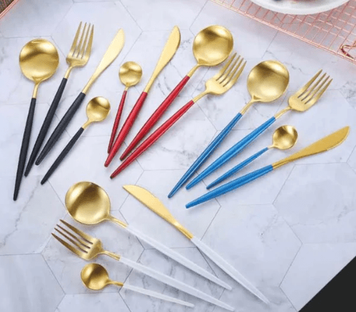 24-Piece Two-Tone Gold and Silver Stainless Steel Cutlery Set | Vionara