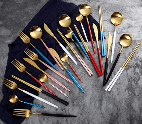 24-Piece Two-Tone Gold and Silver Stainless Steel Cutlery Set | Vionara