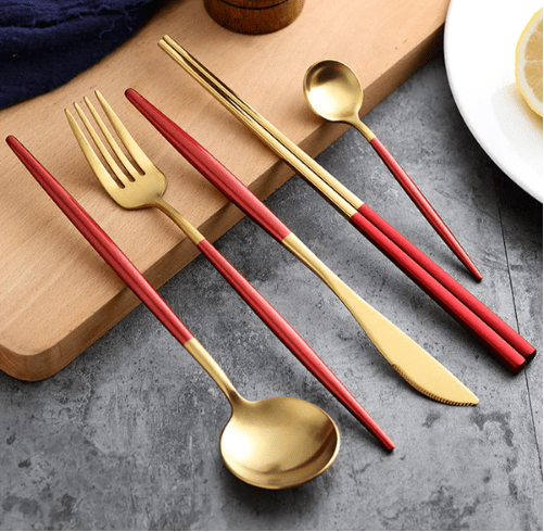 24-Piece Two-Tone Gold and Silver Stainless Steel Cutlery Set | Vionara