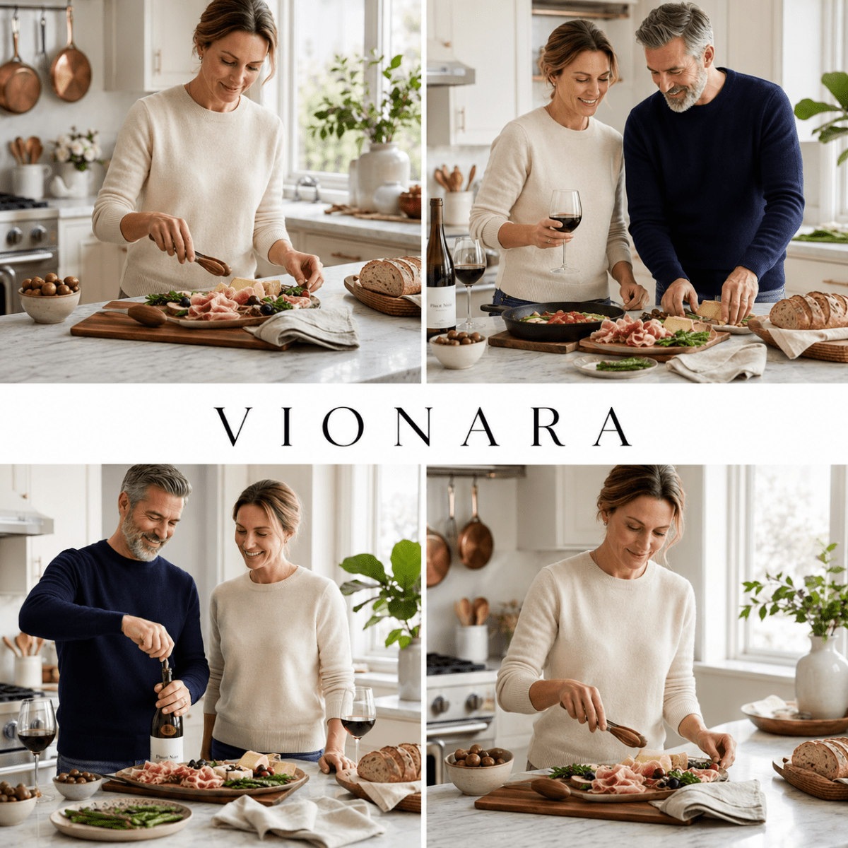 Virelle Maison - Pinces de cuisine en acier inox et bois texturé, lot de 2 | Vionara
