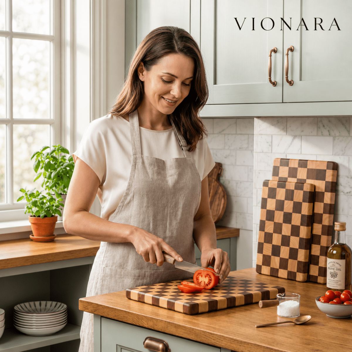 Virelle Maison - Planche à découper antidérapante en bois d’acacia massif | Vionara