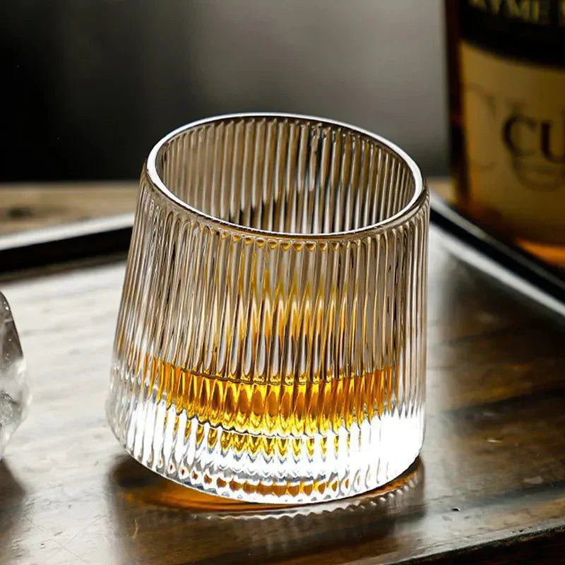 Rotating Textured Whiskey Glass in Blown Glass | Vionara
