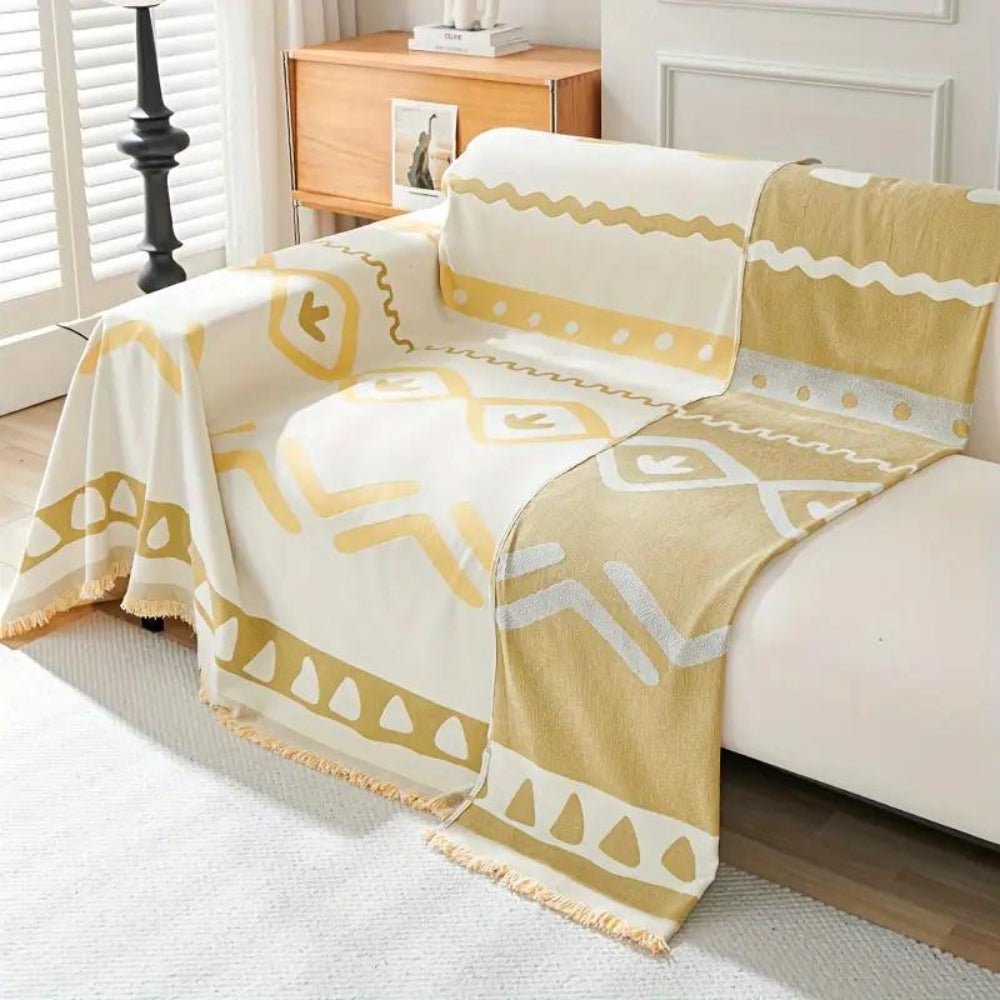 Vionara - Housse de canapé réversible en chenille – Motif bohème texturé | Vionara