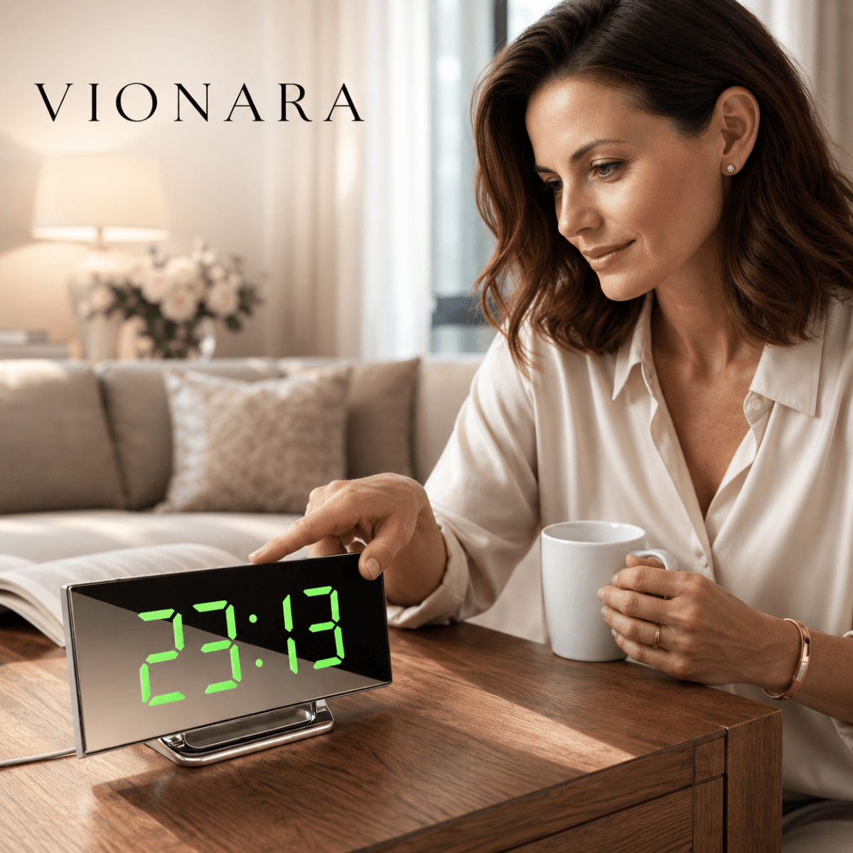 Vionara - Réveil numérique compact à écran incurvé | Vionara