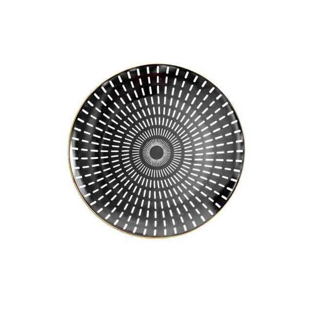 Vionara - Assiette en céramique ronde à motifs abstraits | Vionara
