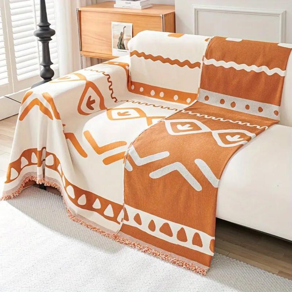 Vionara - Housse de canapé réversible en chenille – Motif bohème texturé | Vionara