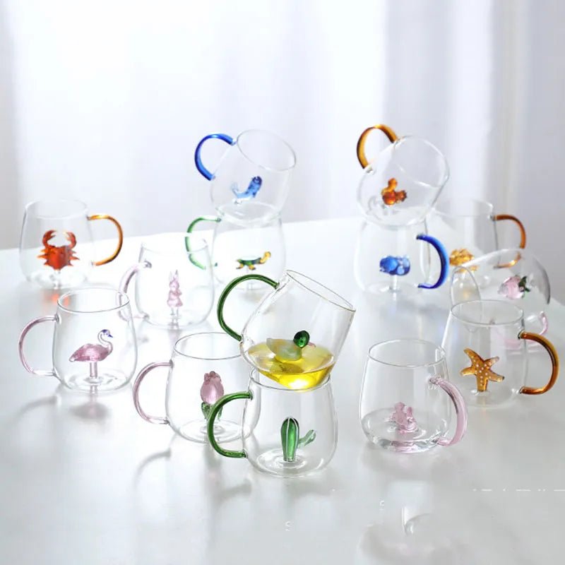 Vionara - Tasse en verre borosilicate avec motif animal 3D | Vionara