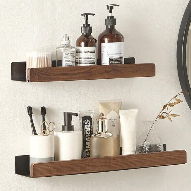 Vionara - Étagère murale de salle de bain en bois massif | Vionara