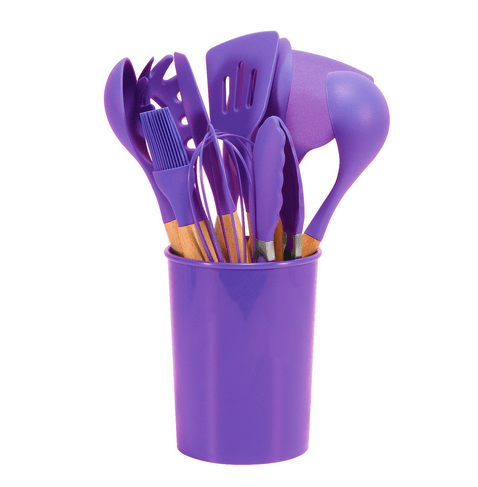 Vionara - Ensemble ustensiles cuisine 12 pièces en silicone et bambou | Vionara