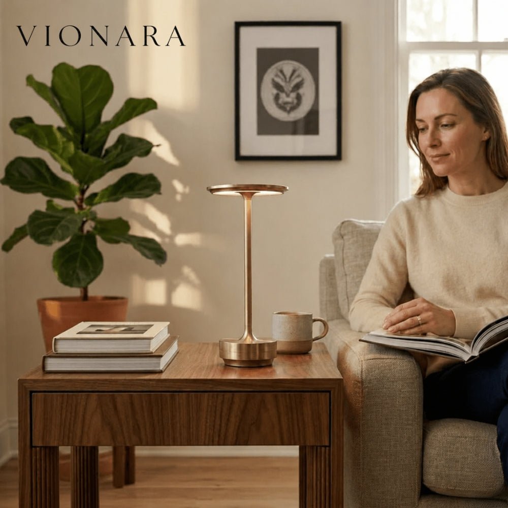 Vionara - Lampe de table sans fil en métal – Dimmable avec commande tactile | Vionara