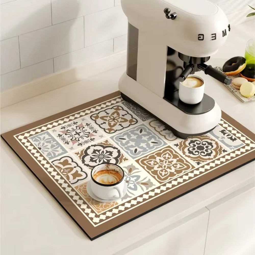 Vionara - Tapis absorbant antidérapant à motif carreaux rétro pour café ou évier