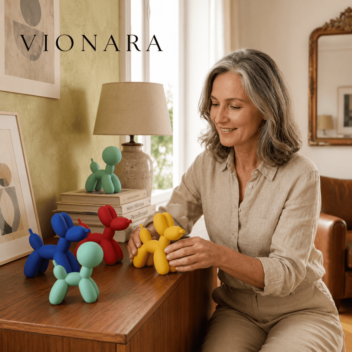 Vionara - Sculpture décorative en résine finition lisse forme ballon chien | Vionara