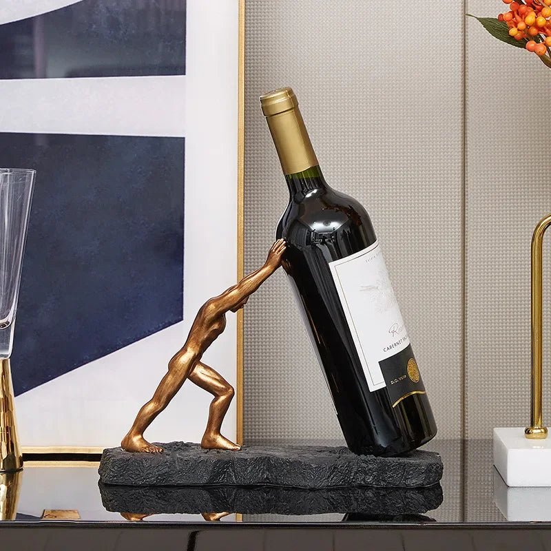 Vionara - Porte-bouteille décoratif en résine sculptée noir mat | Vionara