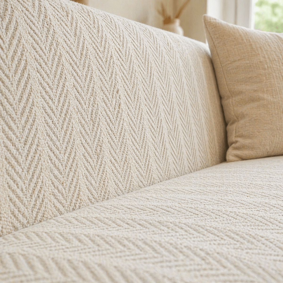 Vionara - Housse de canapé chenille chevron à franges | Vionara