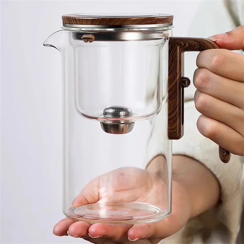 Vionara - Théière en verre borosilicaté – Infuseur acier et poignée bois | Vionara