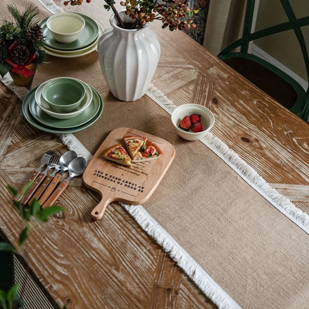 Vionara - Chemin de table en jute naturel tissé | Vionara