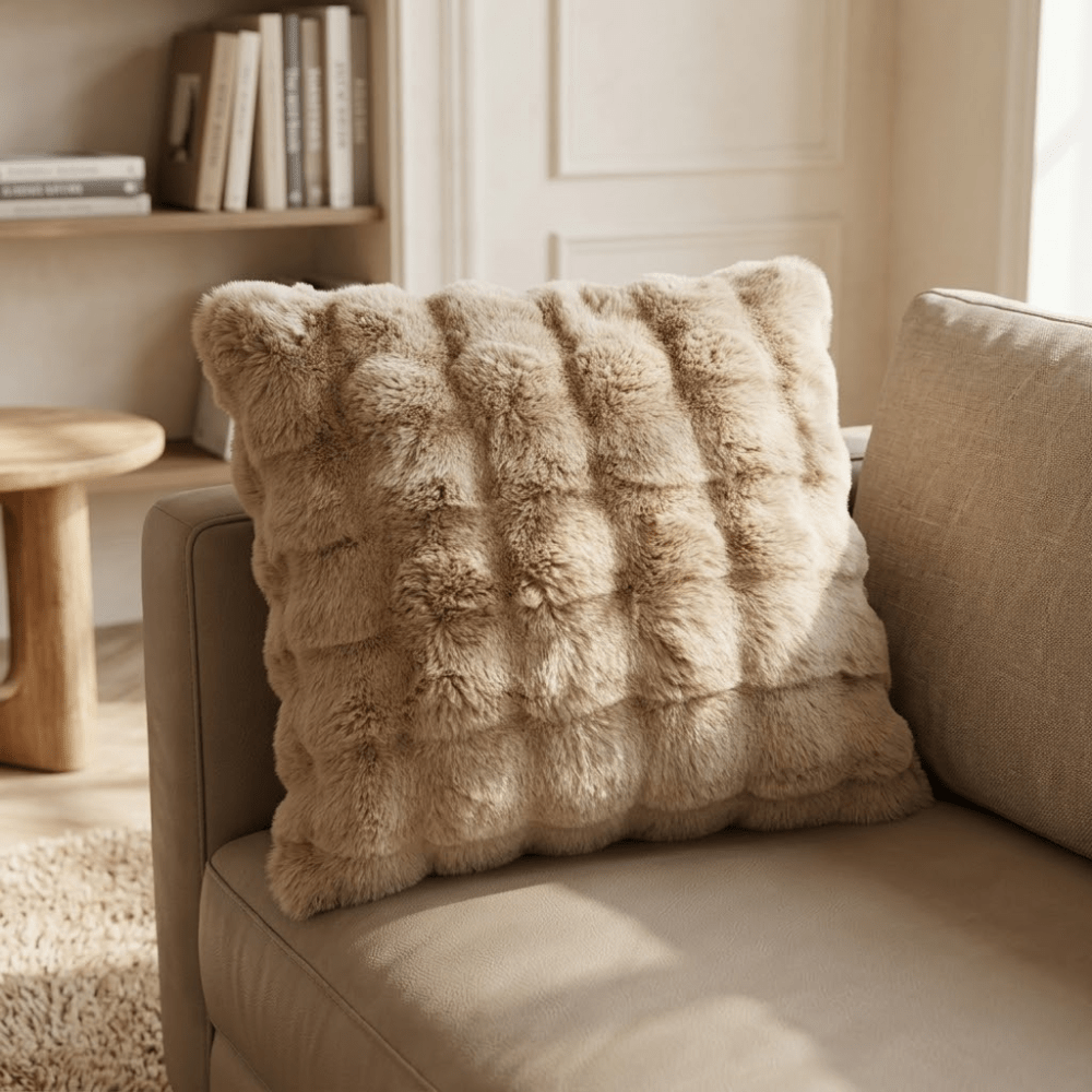 Vionara - Housse de coussin décoratif en fausse fourrure douce