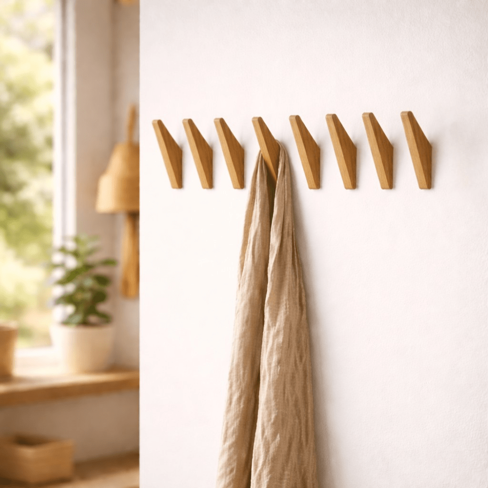 Vionara - Crochets muraux en bois naturel – Lot sculpté à la main | Vionara