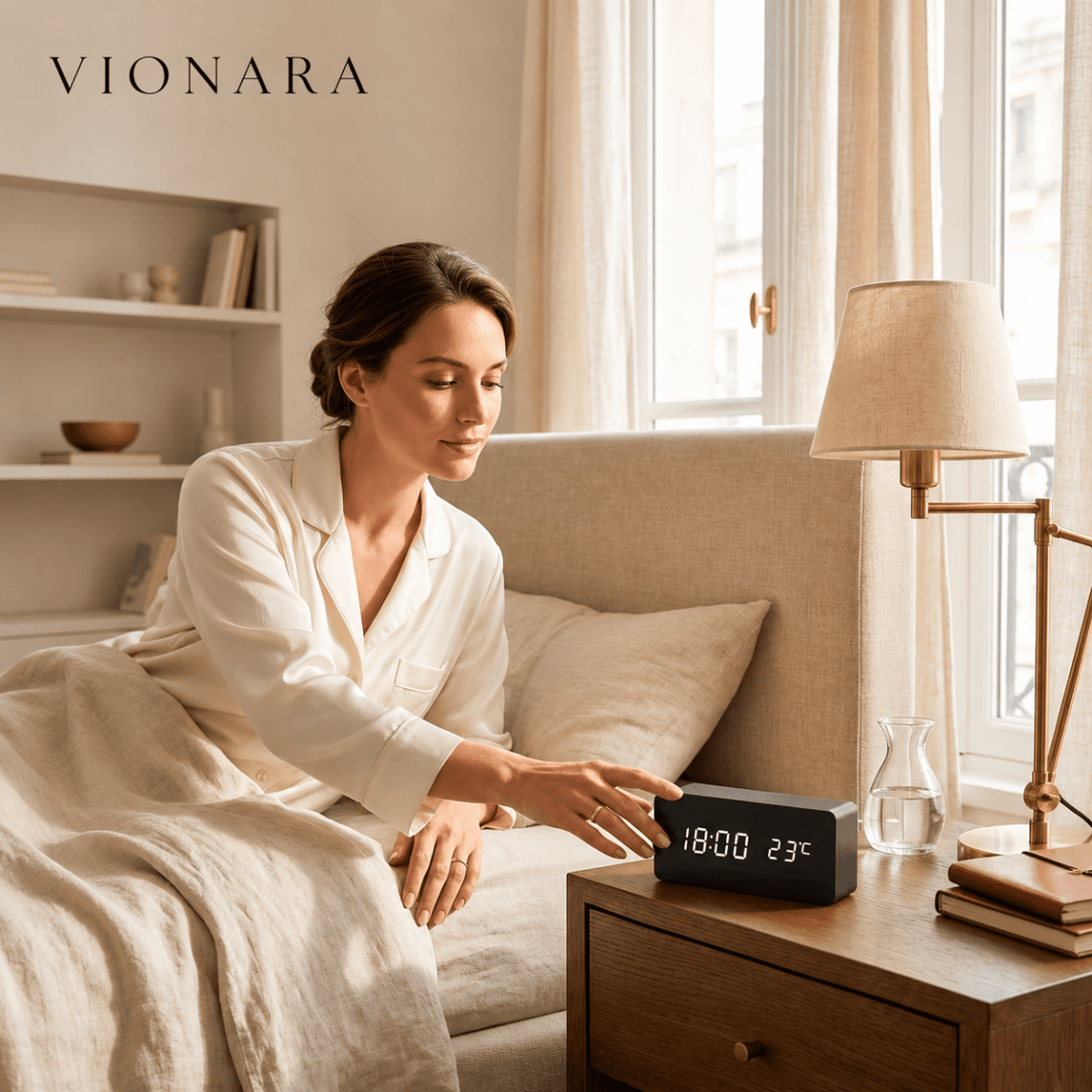 Vionara - Réveil décoratif en bois avec affichage LED intégré | Vionara