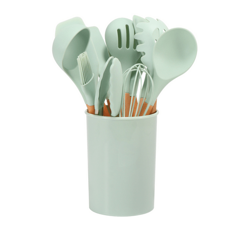Vionara - Ensemble ustensiles cuisine 12 pièces en silicone et bambou | Vionara